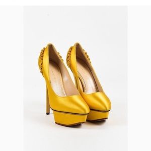 Charlotte Olympia Silk yellow pumps 39.5 NEW